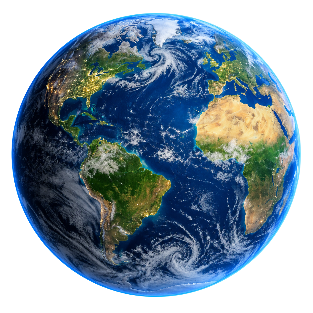 Planeta Terra com vendas internacionais em tempo real